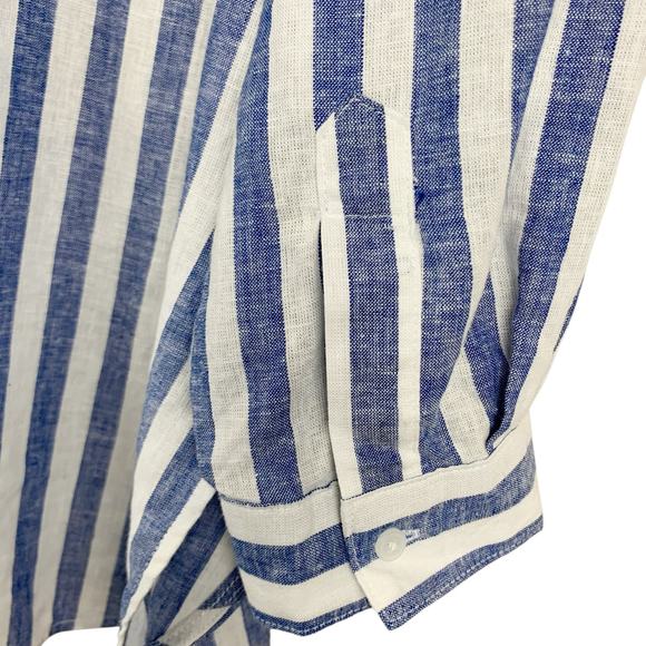 Old Navy Blue and White Striped Button-Down Shirt - Picture 7 of 9